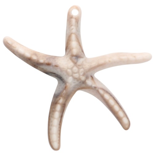 87x89 mm Acrylic Starfish Pendant - Beige - Marbled Brown x1