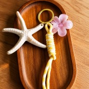 87x89 mm Acrylic Starfish Pendant - Beige - Marbled Brown x1