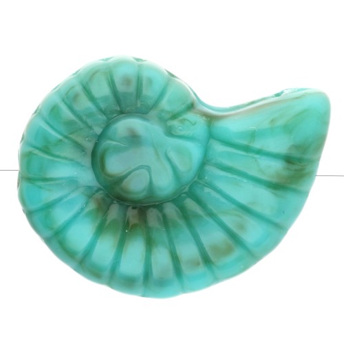 40x30 mm acrylic snail shell bead - Turquoise green marbled x1