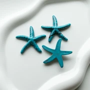 Starfish 37x38 mm resin pendant - Turquoise blue - Marbled black x1