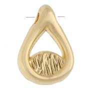 10x7 mm teardrop-shaped charm with eye pattern and epoxy resin - Fine gold plated - White x1