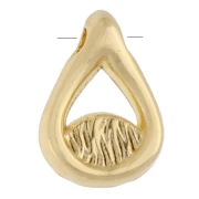 10x7 mm teardrop-shaped charm with eye pattern and epoxy resin - Fine gold plated - White x1