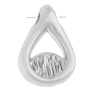 10x7mm teardrop-shaped charm with epoxy resin eye pattern - Antique fine silver plated - White