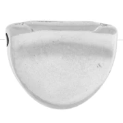 11x14 mm half-circle bead with eye pattern and epoxy - Antique fine silver plated - White