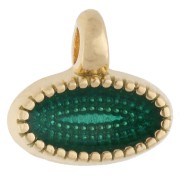 Mini oval charm, 8x9 mm, with epoxy resin - Fine gold plated - Green x1
