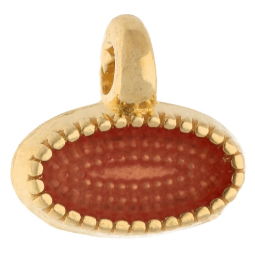 Mini oval charm, 8x9 mm, with epoxy resin - Fine gold plated - Orange x1