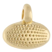 Mini oval charm, 8x9 mm, with epoxy resin - Fine gold plated - Orange x1