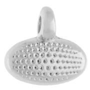 Mini oval charm, 8x9 mm, epoxy resin - Antique fine silver plated - Sage green