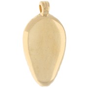 Ribbed point pendant, 25x13 mm, with epoxy resin - Fine gold plated - Green x1