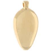Ribbed point pendant, 25x13 mm, with epoxy resin - Fine gold plated - Green x1