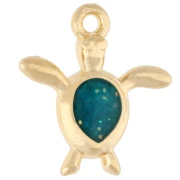 Turtle Charm 18.5x17 mm - Fine gold plated - Glittery Green x1