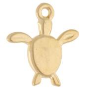 Turtle Charm 18.5x17 mm - Fine gold plated - Glittery Green x1