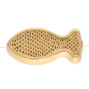 Fish bead 6x13 mm eye pattern - Epoxy resin - Fine gold plated White Blue x 1