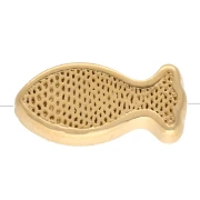 Fish bead 6x13 mm eye pattern - Epoxy resin - Fine gold plated White Blue x 1