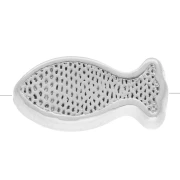 Fish bead 6x13 mm eye pattern - epoxy resin Fine silver plated White Blue x1