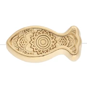 Striped fish bead 7x15 mm with epoxy resin - Fine gold plated Blue White x 1
