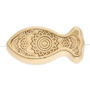 Striped fish bead 7x15 mm with epoxy - Fine gold plated Turquoise Ivory x 1