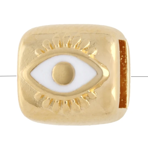 Rectangular eye pusher 7.5x8 mm for 5 mm lace - Gilded with fine gold x 1