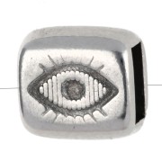 Rectangular eye plunger 7.5x8 mm for lace 5 mm Aged fine silver plating x 1