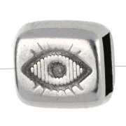 Rectangular eye plunger 7.5x8 mm for lace 5 mm Aged fine silver plating x 1