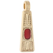 Trapezoid Pendant, 21.5 x 6 mm, with Epoxy Resin - Fine gold plated - Orange x1