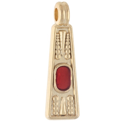 Trapezoid Pendant, 21.5 x 6 mm, with Epoxy Resin - Fine gold plated - Orange x1