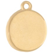 Irregular round charm 15 mm - Sun motif - Gilded with fine gold - Pink glitter