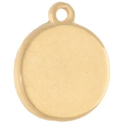 Irregular round charm 15 mm - Sun motif - Gilded with fine gold - Pink glitter