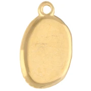 Oval pendant 21x13.5 mm - seahorse motif - Gilded with fine gold - Fluorescent coral x1