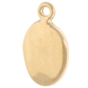 Oval charm 19x11 mm - Shell motif - Gilded with fine gold - Pink glitter x1