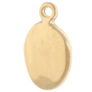 Oval charm 19x11 mm - Shell motif - Gilded with fine gold - Pink glitter x1