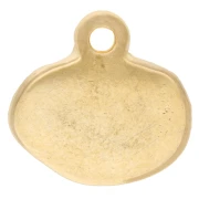 Irregular oval charm 13mm - Fish motif - Gilded with fine gold - Turquoise Green