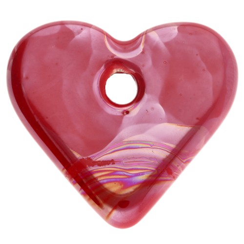 21x23 mm Ceramic Heart Pendant - Marbled Red x1