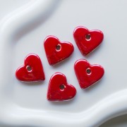 21x23 mm Ceramic Heart Pendant - Marbled Red x1