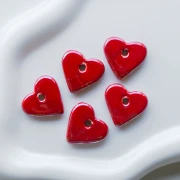 21x23 mm Ceramic Heart Pendant - Marbled Red x1