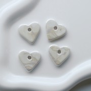 21x23 mm Ceramic Heart Pendant - Marbled Ivory x1
