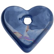 21x23 mm Ceramic Heart Pendant - Dark Blue Marbled x1
