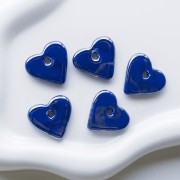 21x23 mm Ceramic Heart Pendant - Dark Blue Marbled x1