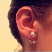 Ear jewels Ear Jackets triangles 22mm 925 Silver gold tone x2