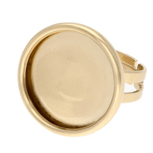 Adjustable setting ring for 18 mm cabochon - 3-micron gold-plated x1