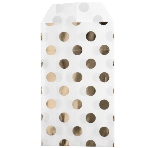 8x13 cm Paper Envelope - Polka Dot Pattern - White - Gold x1