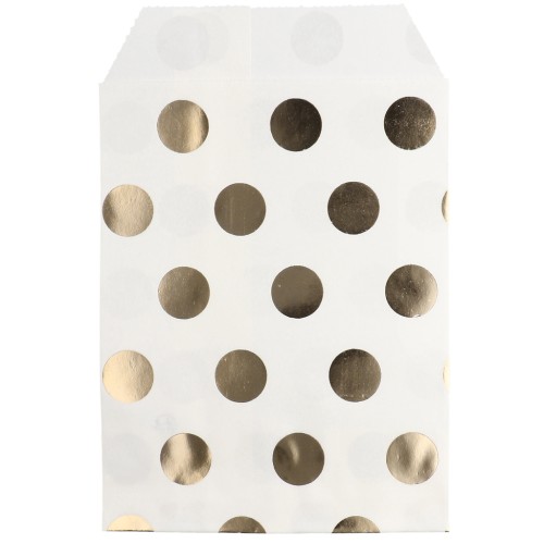 10x13 cm Paper Pouch - Polka Dot Pattern - White - Gold x1