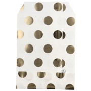 10x13 cm Paper Pouch - Polka Dot Pattern - White - Gold x1