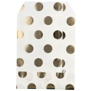 10x13 cm Paper Pouch - Polka Dot Pattern - White - Gold x1
