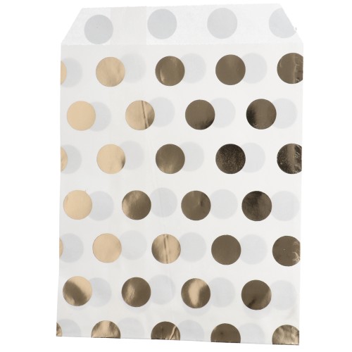 Paper envelope, 13x16 cm - polka dot pattern - White - Gold x1
