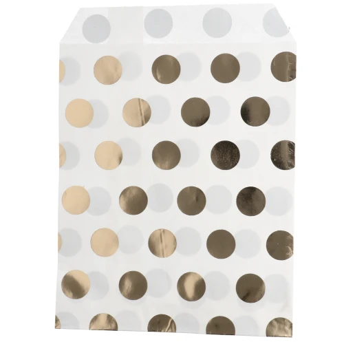 Paper envelope, 13x16 cm - polka dot pattern - White - Gold x1