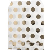Paper envelope, 13x16 cm - polka dot pattern - White - Gold x1