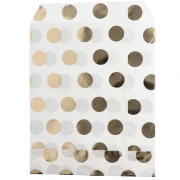 Paper envelope, 13x16 cm - polka dot pattern - White - Gold x1