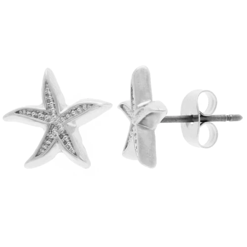 Starfish earrings 12 mm - Fine silver plating x2