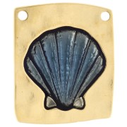 Pendant irregular 32x28 mm - shell Gilded in fine gold Blue x1